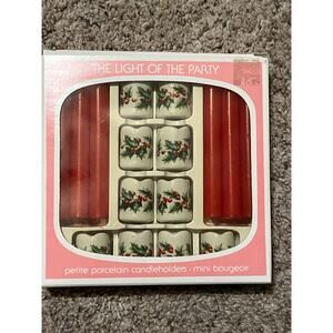 Bavarian Village Light of the Party Petite Porcelain Candle Holders Holly
